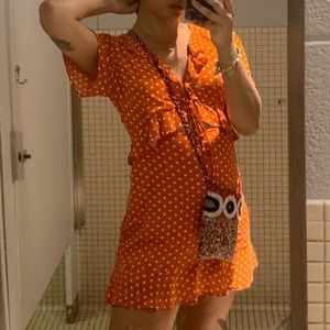 ORANGE POLKA DOT BABYDOLL DRESS 🧡
